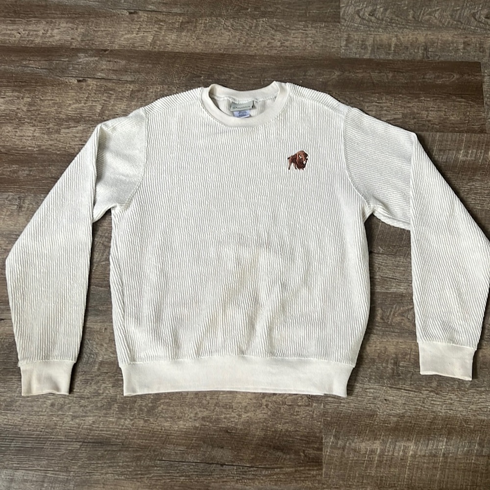 Buffalo Trace Textured Cream Crewneck Sweater - Small